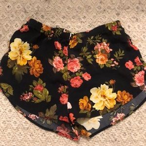 Black floral shorts